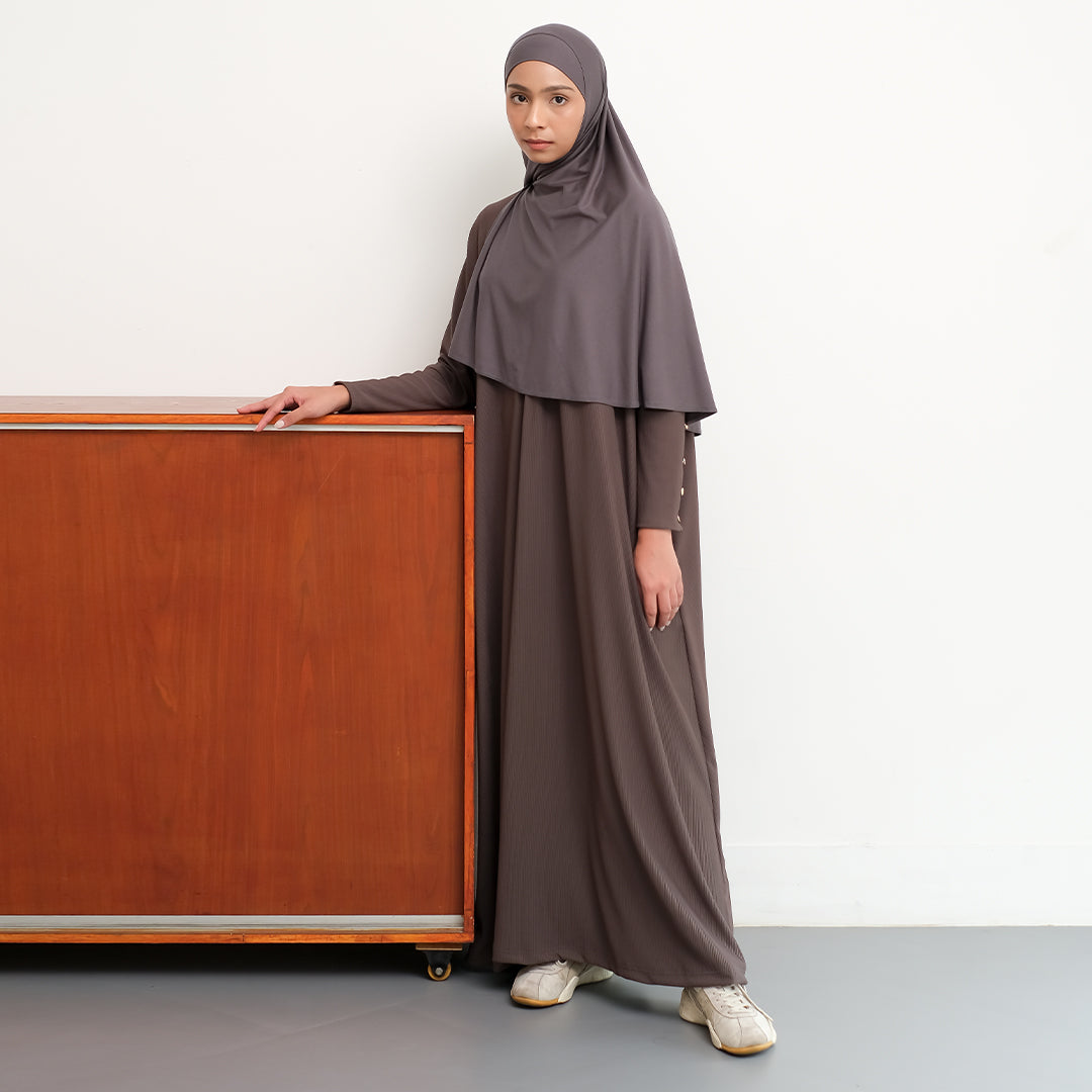 Jedda Knit Abaya in Dark Grey (Size L-XL)