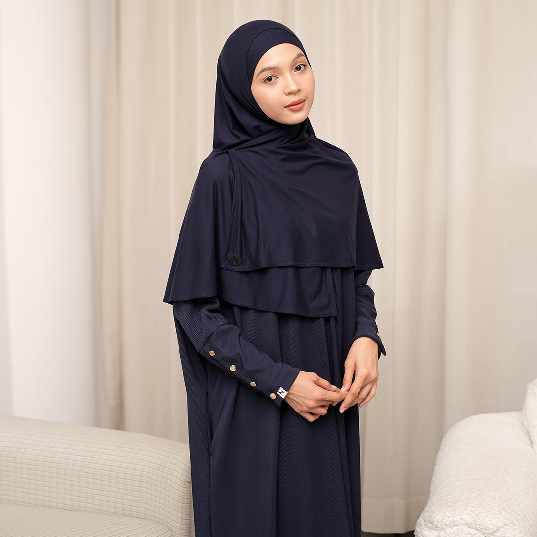 Jedda Knit Abaya in Navy (Size S-M)