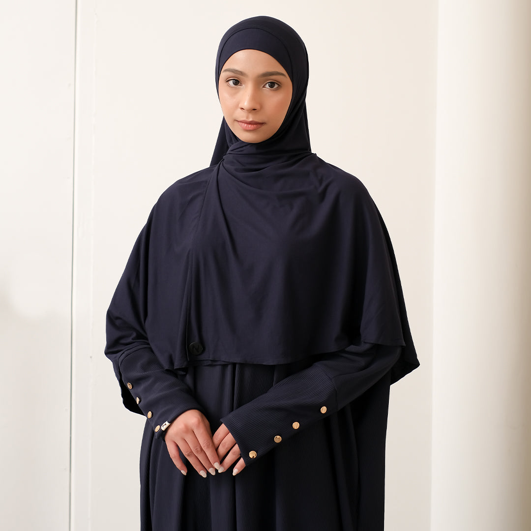 Jedda Knit Abaya in Navy (Size L-XL)