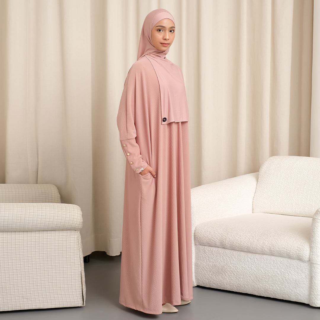 Jedda Knit Abaya in Nude Cream (Size L-XL)