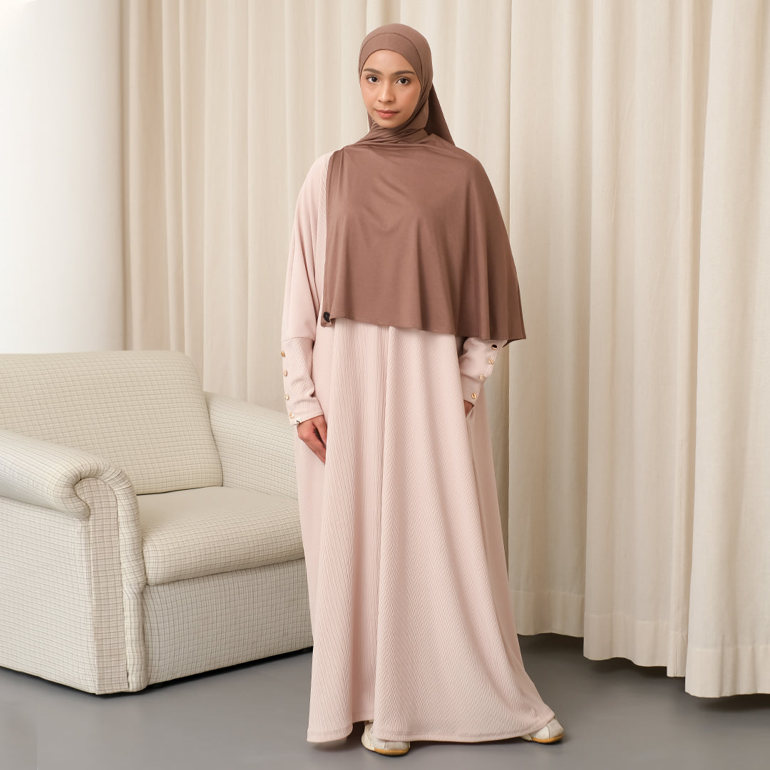 Jedda Knit Abaya in Cream (Size L-XL)