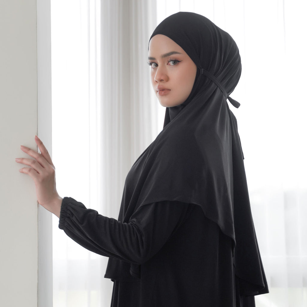 Khansa Bergo Instan Jersey Black