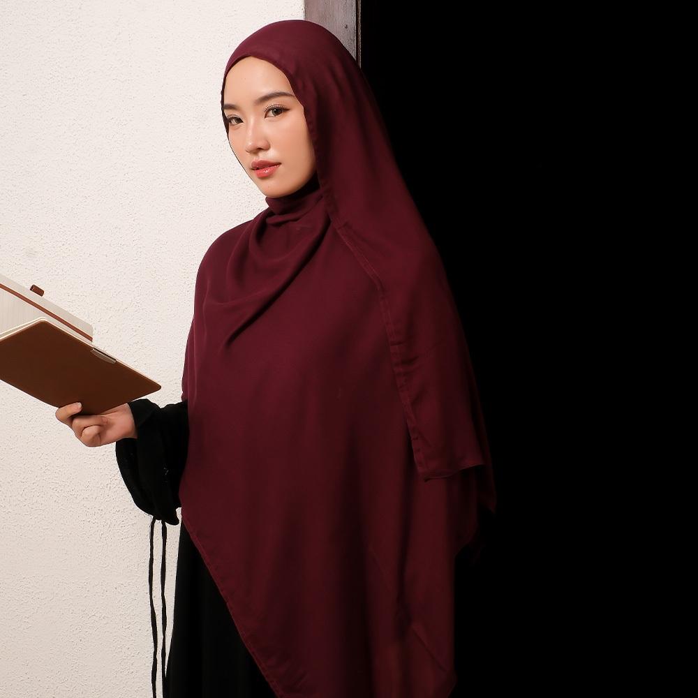 Khawla Shawl (Viscose Pashmina Syari) Burgundy