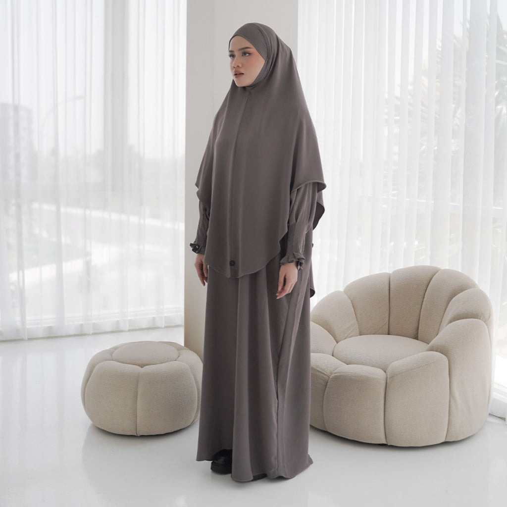 Mecca Abaya Set Stone Grey