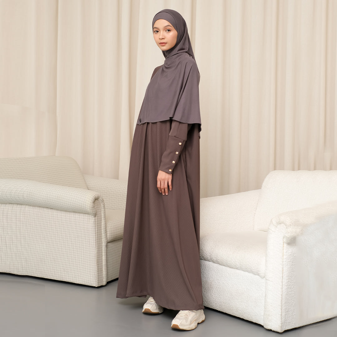 Jedda Knit Abaya in Dark Grey (Size S-M)