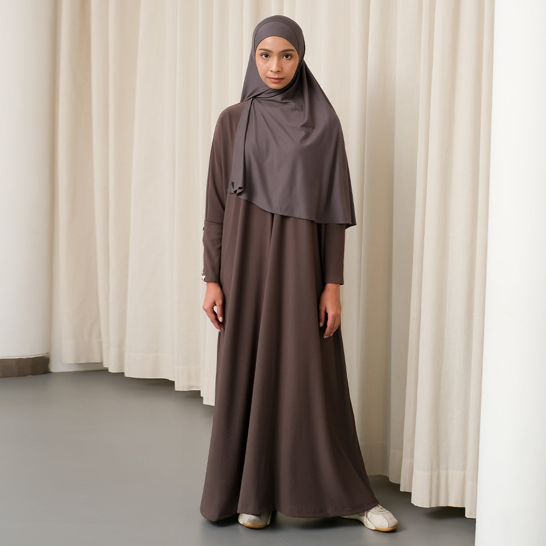 Jedda Knit Abaya in Dark Grey (Size L-XL)