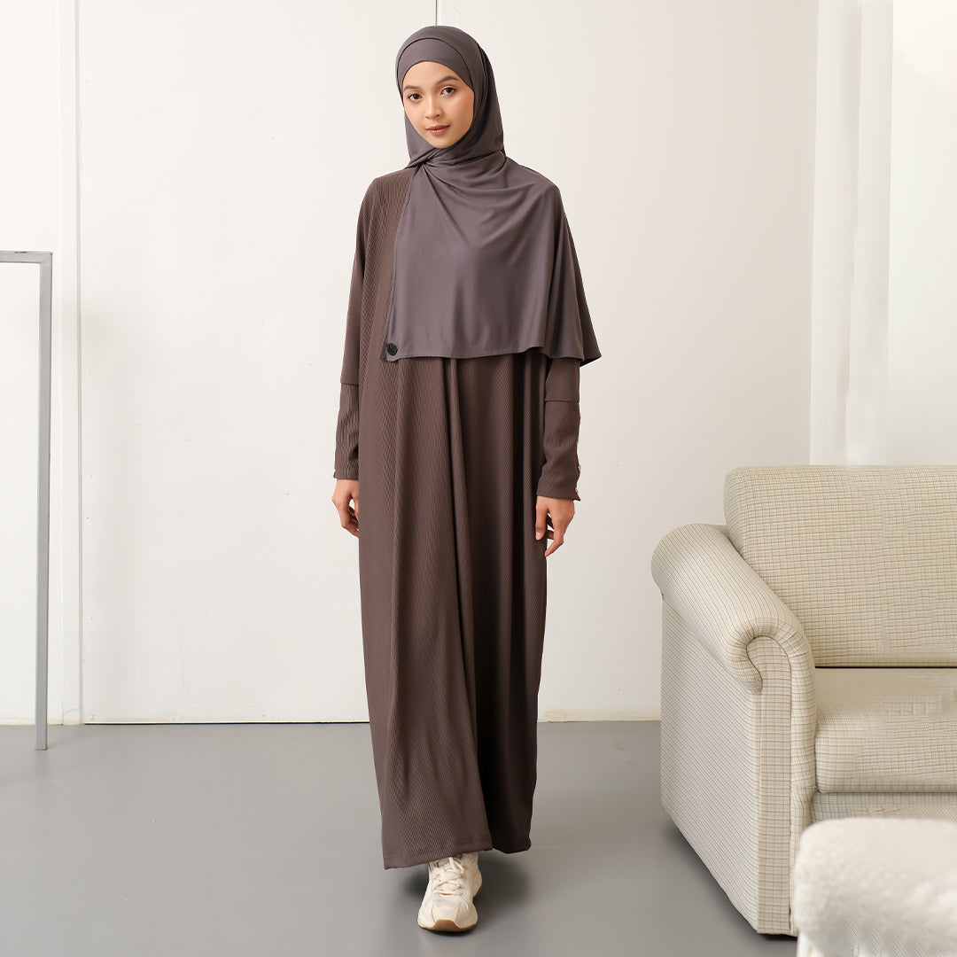 Jedda Knit Abaya in Dark Grey (Size S-M)