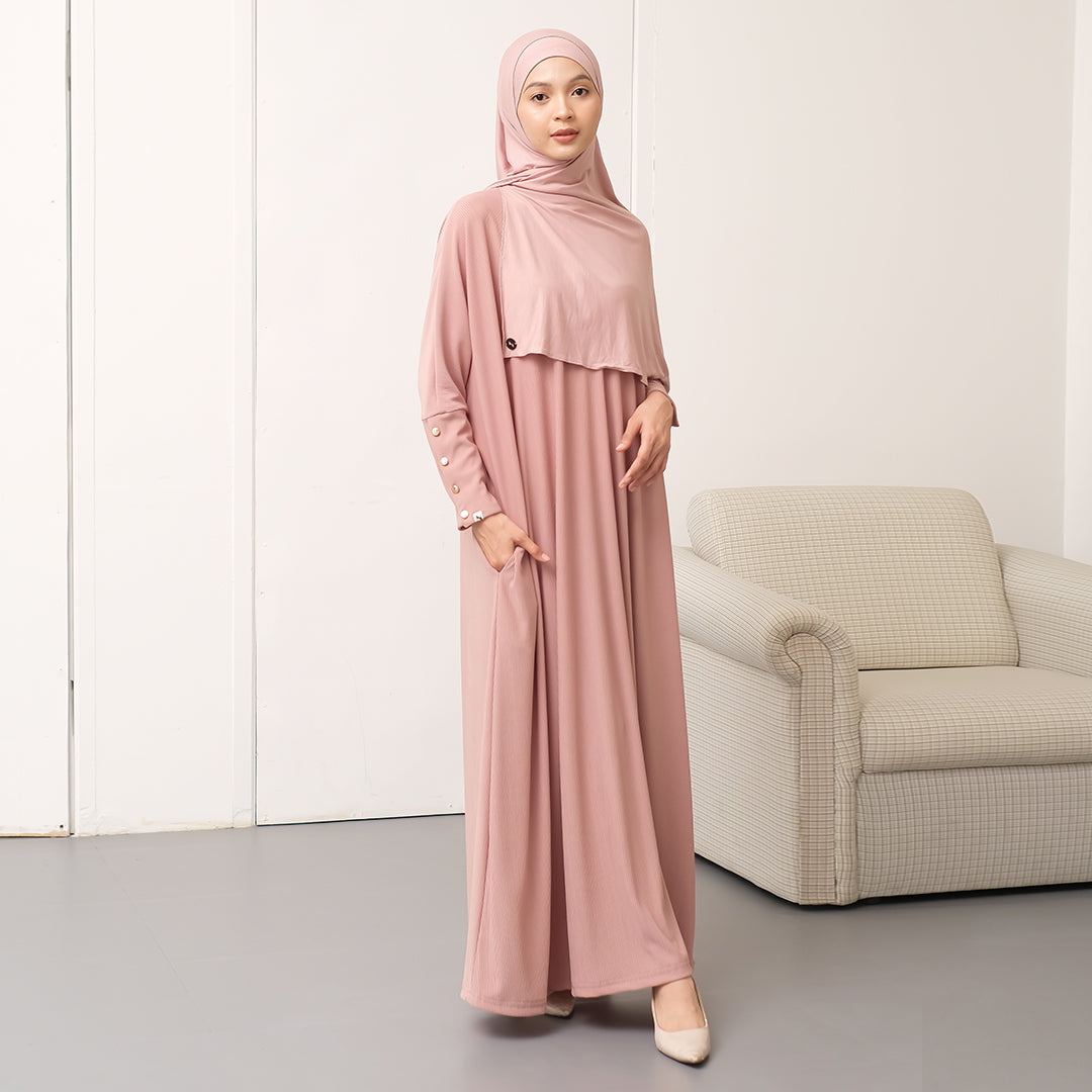 Jedda Knit Abaya in Nude Cream (Size S-M)