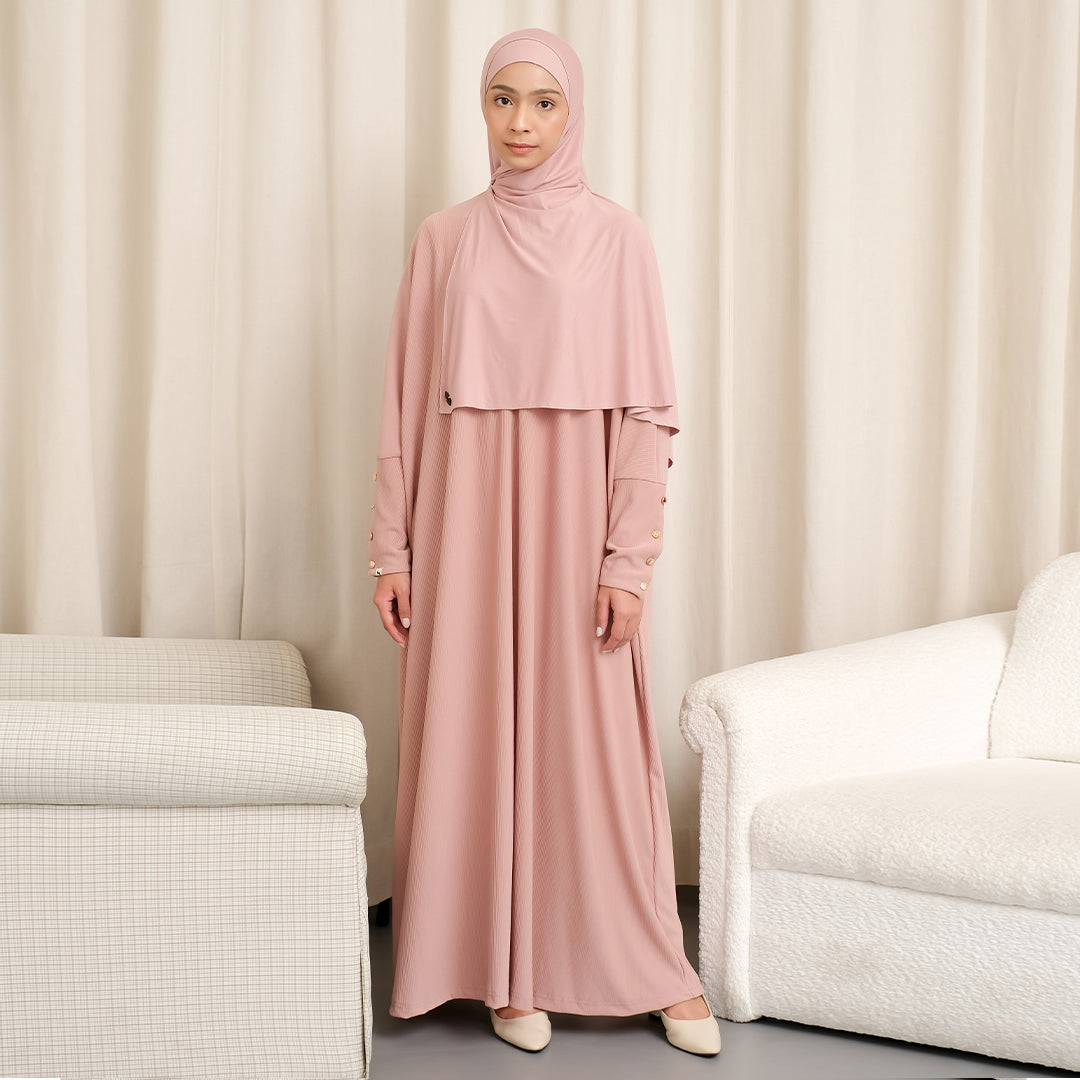 Jedda Knit Abaya in Nude Cream (Size L-XL)