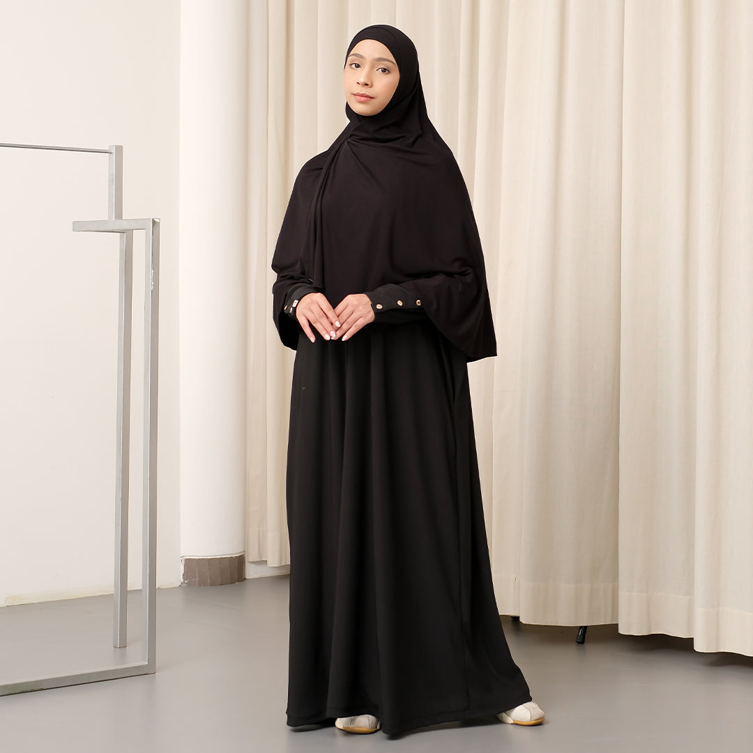 Jedda Knit Abaya in Black (Size L-XL)