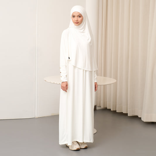 Jedda Knit Abaya in Broken White (Size L-XL)