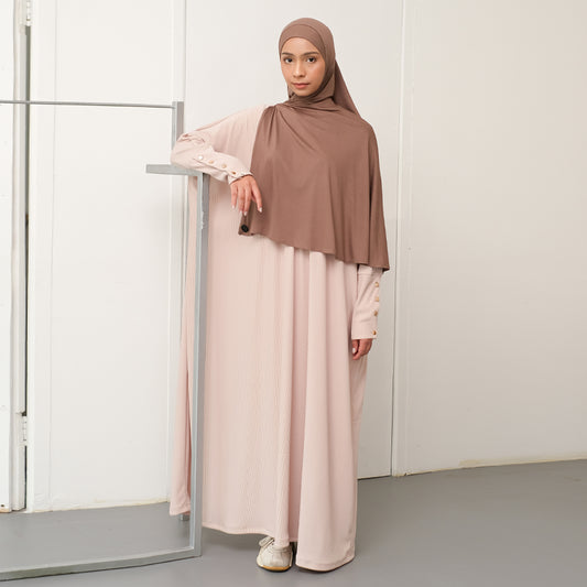 Jedda Knit Abaya in Cream (Size L-XL)