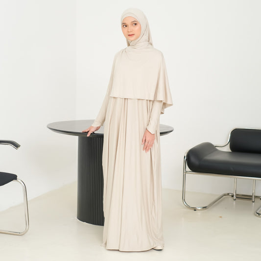 Marwa Rayon Abaya Vanilla (Size L-XL)