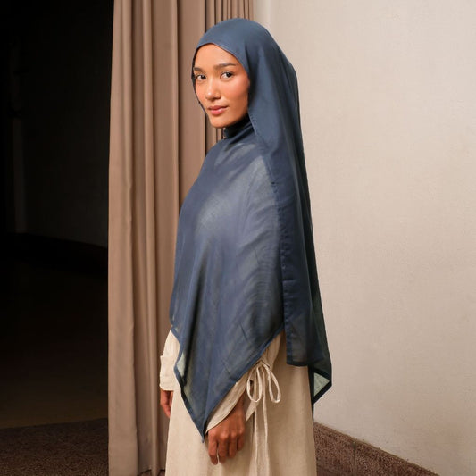 Khawla Shawl (Viscose Pashmina Syari) Blue Pansy
