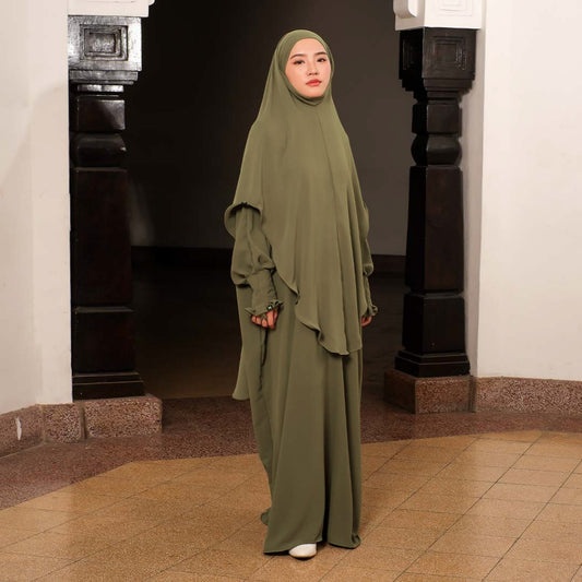 Mecca Abaya Set Dark Olive